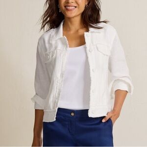 Tommy Bahama Two Palms Linen Raw-Edge Jacket White M